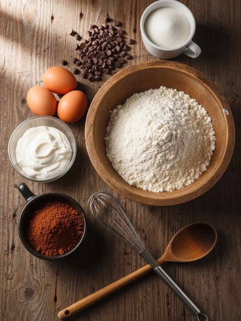 Chocolate Muffins Ingredients Flat Lay