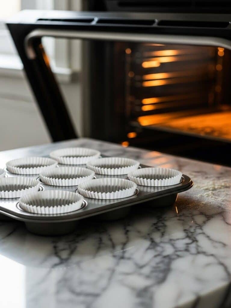 Preheating oven for chocolate muffins
