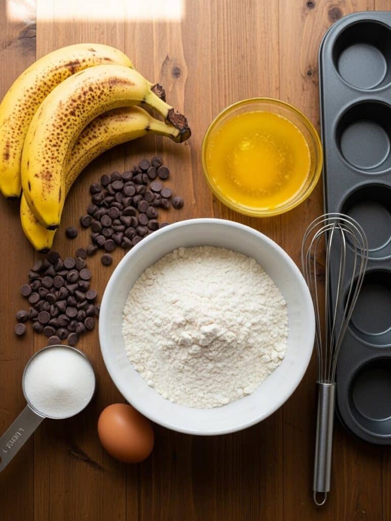 banana-chocolate-chip-muffins-ingredients