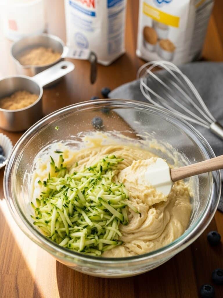 Mixing Zucchini Muffin Batter