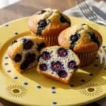 Blueberry muffins served on a plate