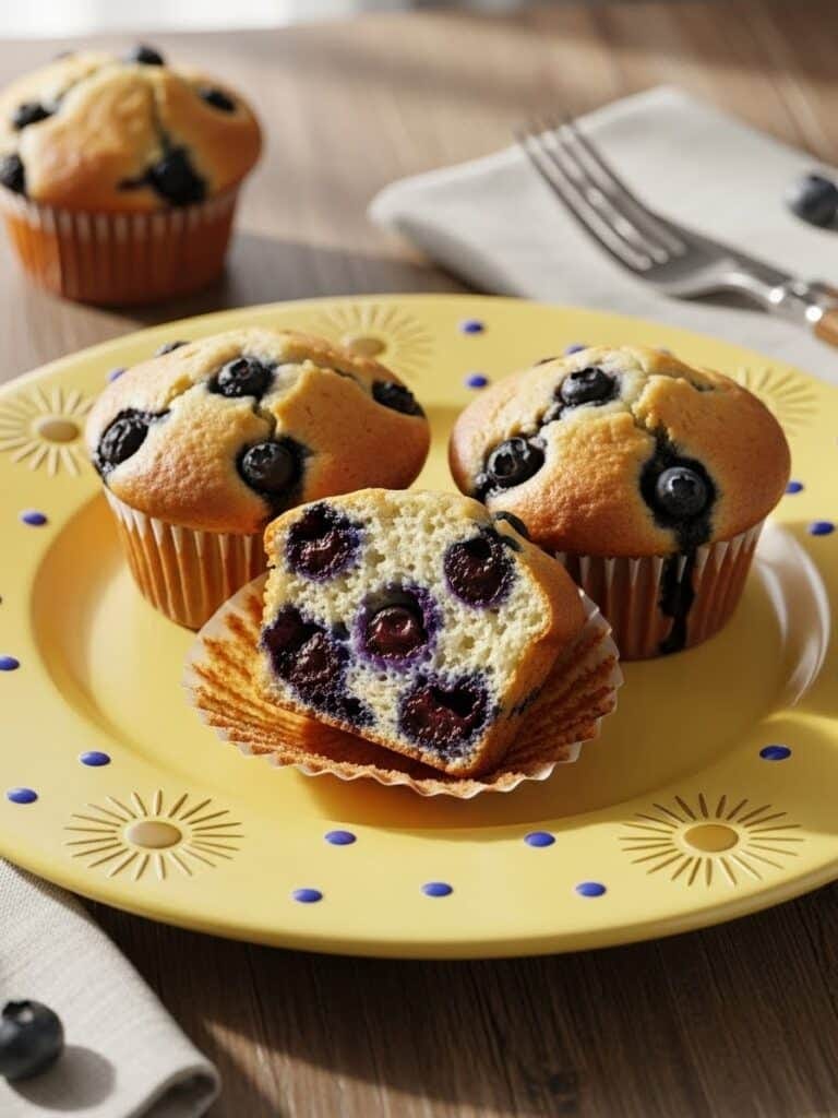 Blueberry muffins served