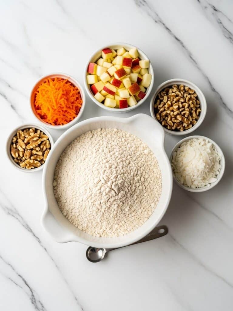 Morning Glory Muffin ingredients flat lay