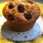 Cranberry Orange Muffin on yellow plate