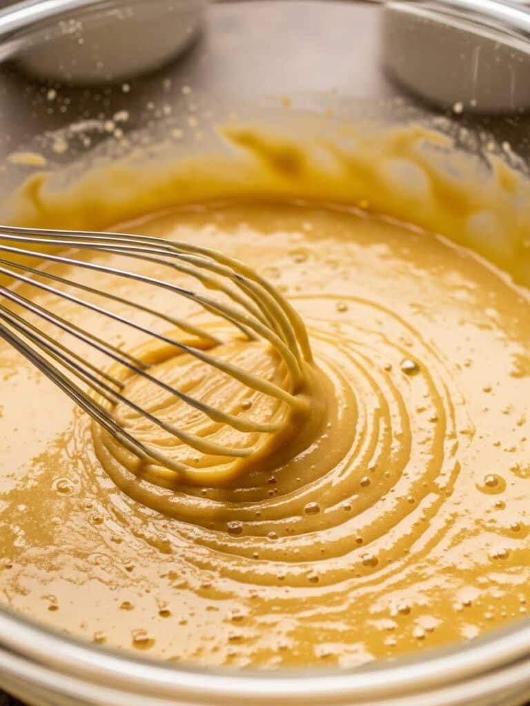 Whisking wet ingredients for bran muffins