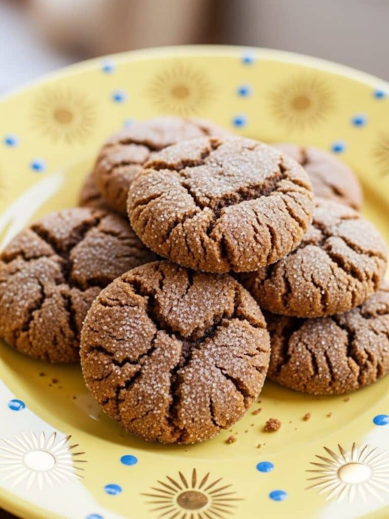 Plate of molasses cookies served