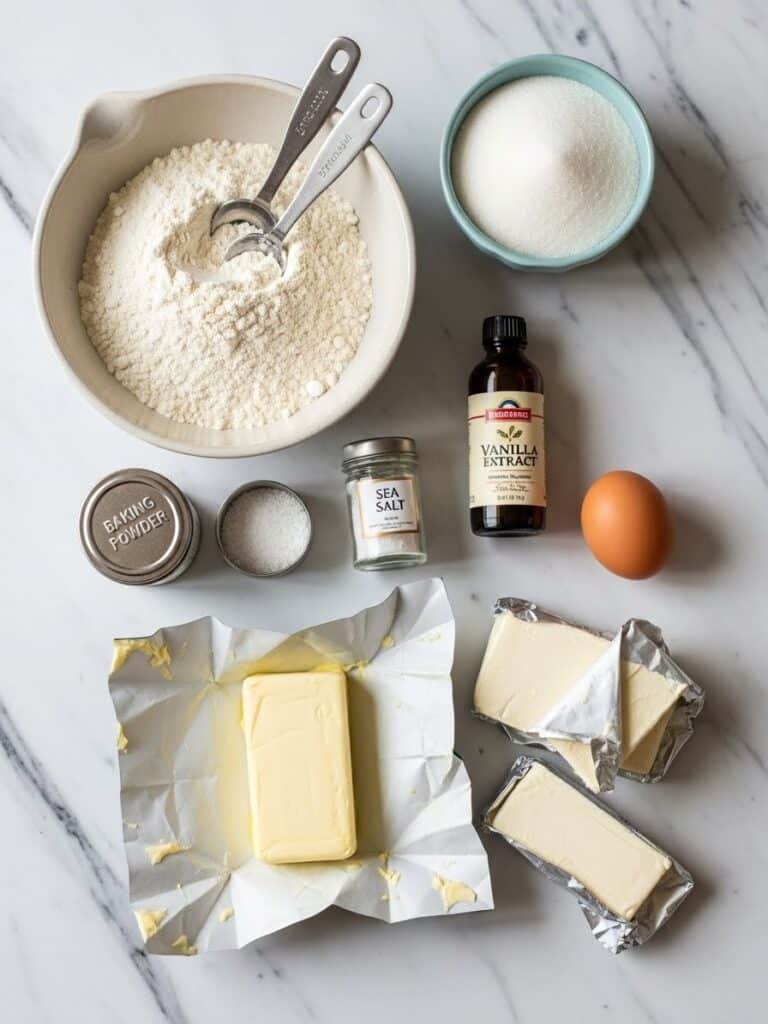 Cream Cheese Cookies ingredients flat lay