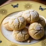 Cream Cheese Cookies served on vintage plate with milk