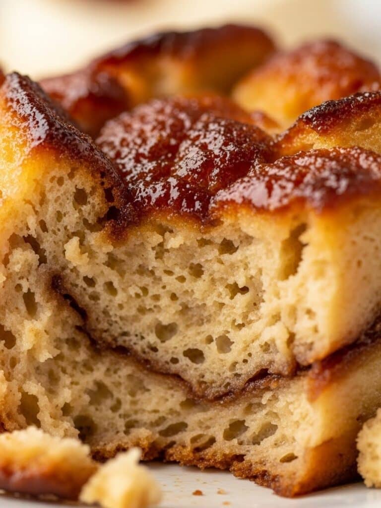 Close-up of Bread Pudding Texture