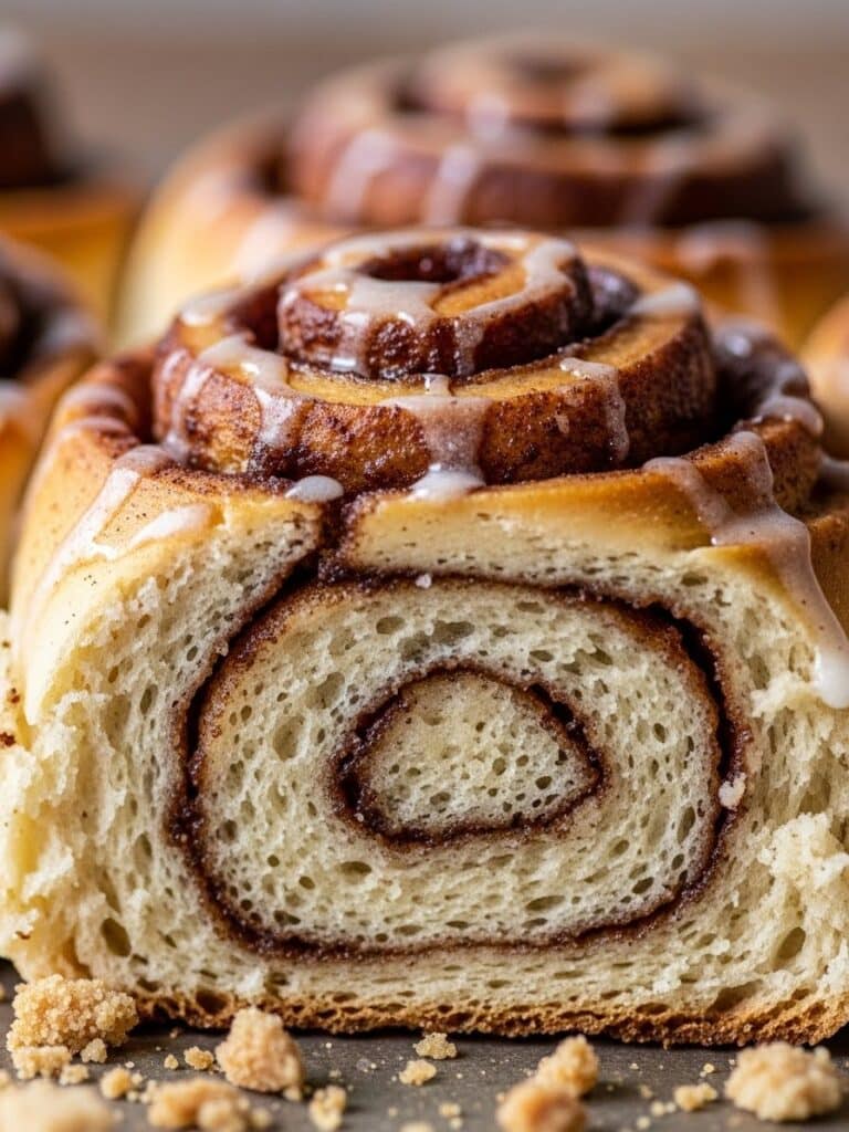 Close-up texture of homemade cinnamon rolls