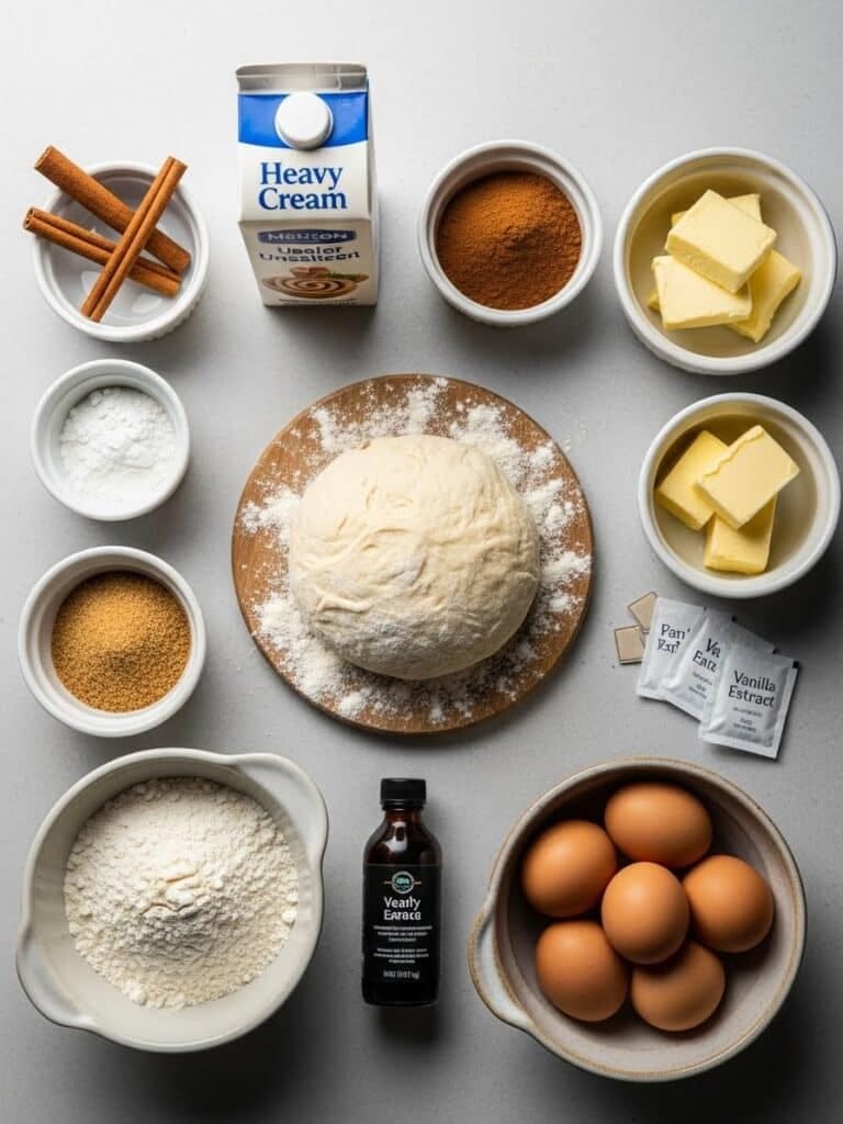 Ingredients for homemade cinnamon rolls