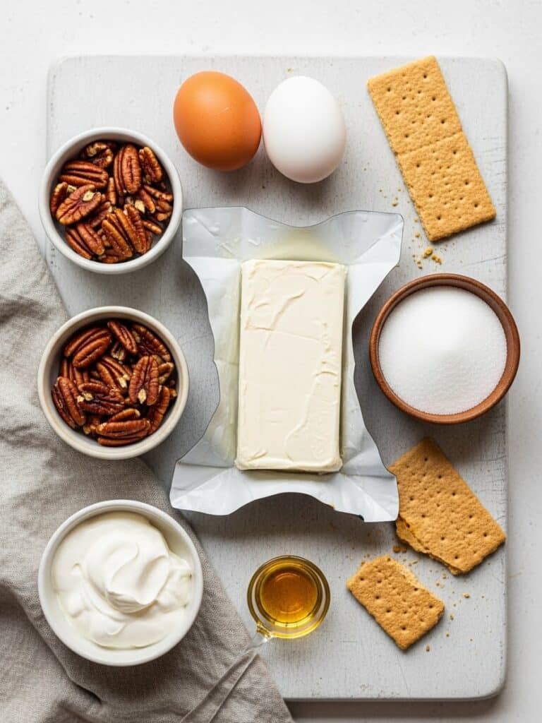 Flatlay of fresh mini cheesecake ingredients