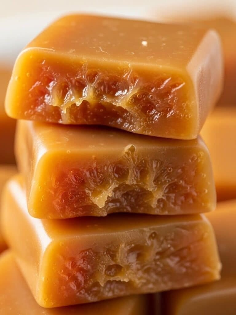 Close-up texture of homemade caramels