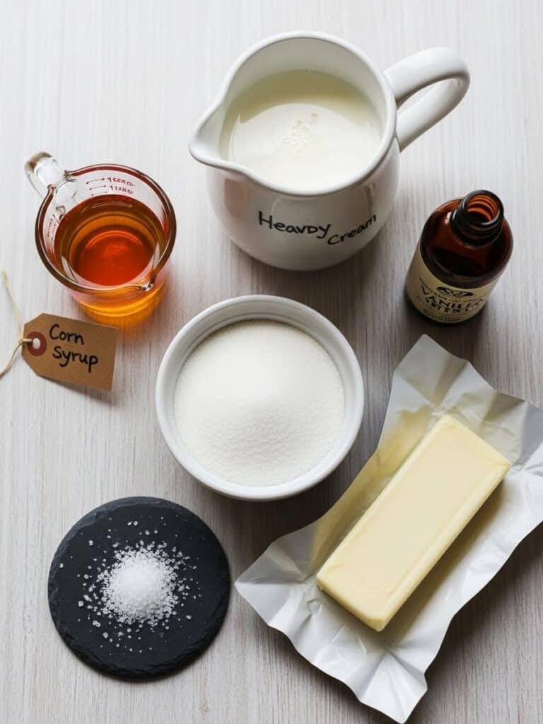Ingredients for homemade caramels