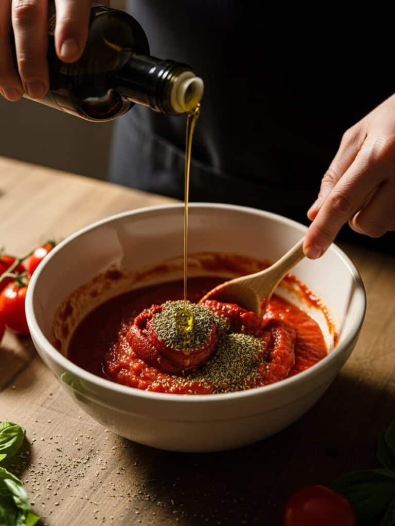 Process of making homemade pizza sauce step by step
