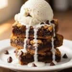 Serving Chocolate Chip Cookie Bars with ice cream