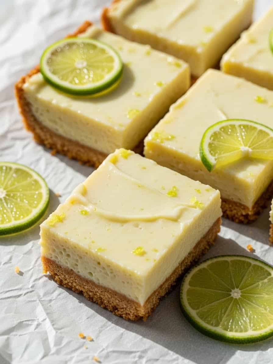 Key Lime Pie Bars with whipped cream and lime zest