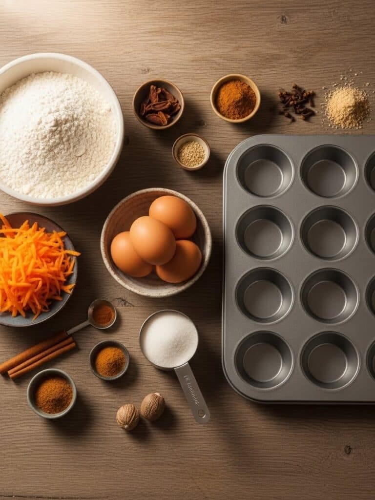 Carrot Muffins Ingredients on Kitchen Counter
