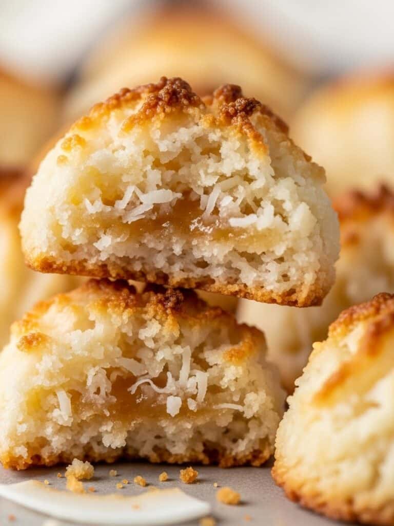 Close-up texture of chewy coconut macaroon