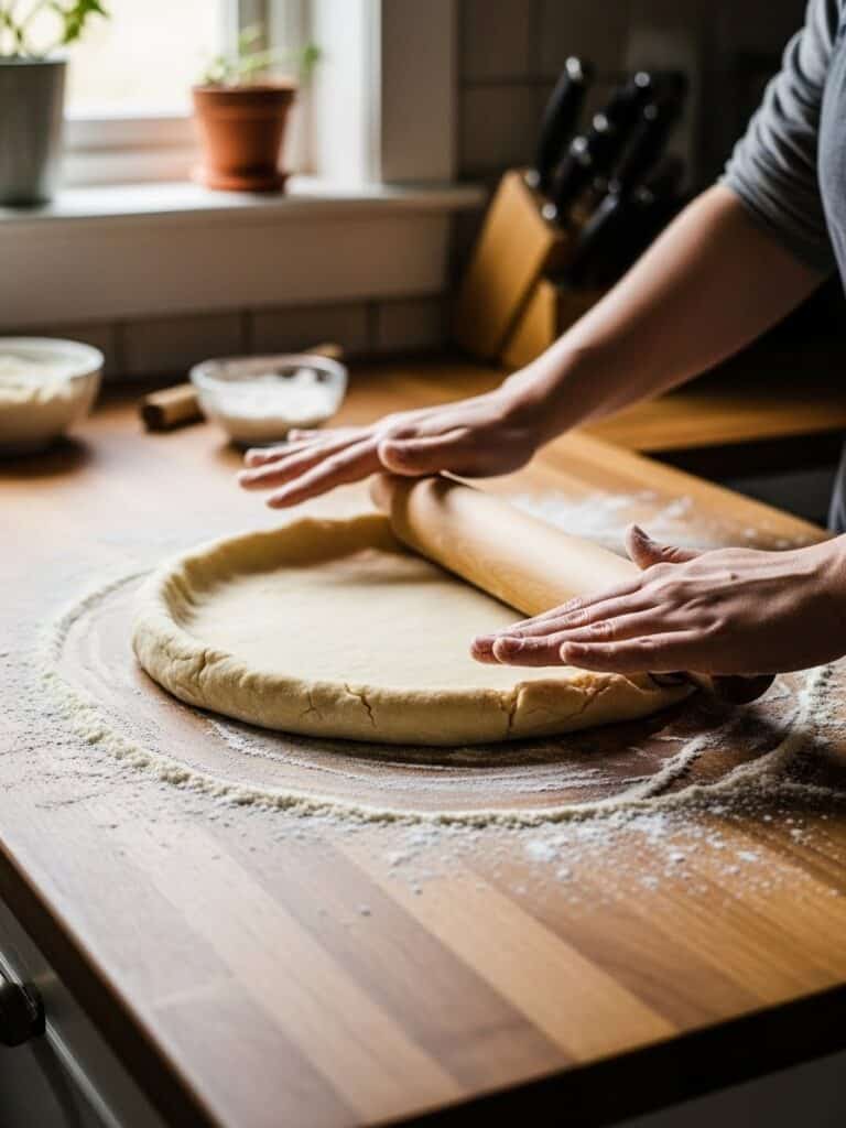 Rolling out pie crust for Coconut Cream Pie