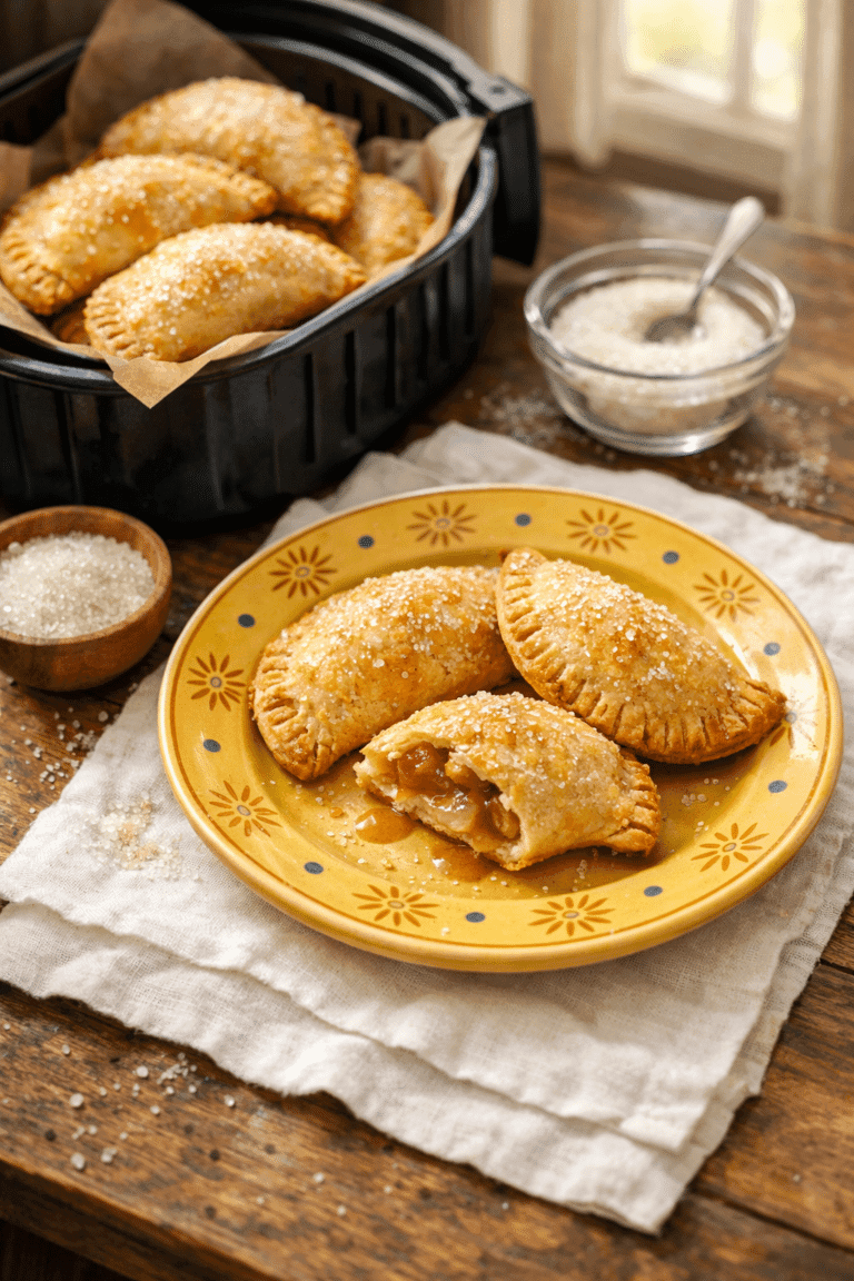 Air Fryer Hand Pies golden flaky crust on a rustic plate