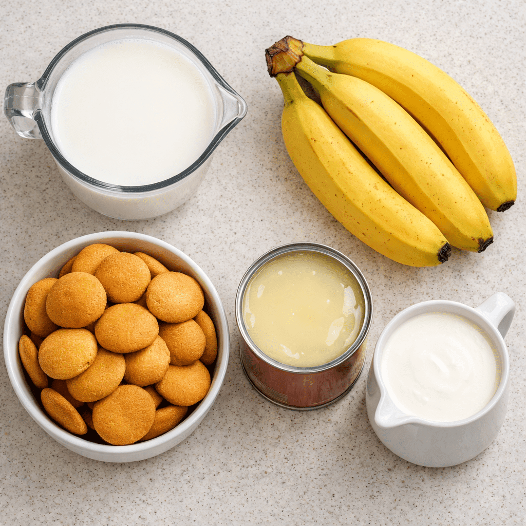 banana pudding ingredients setup