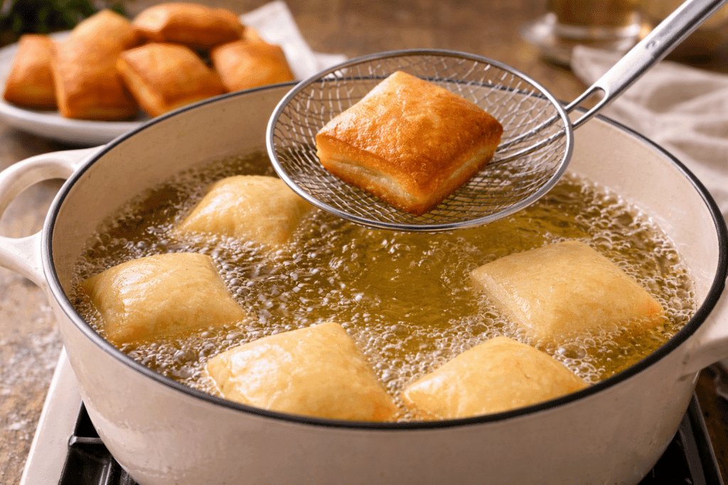 Frying beignets recipe in hot oil