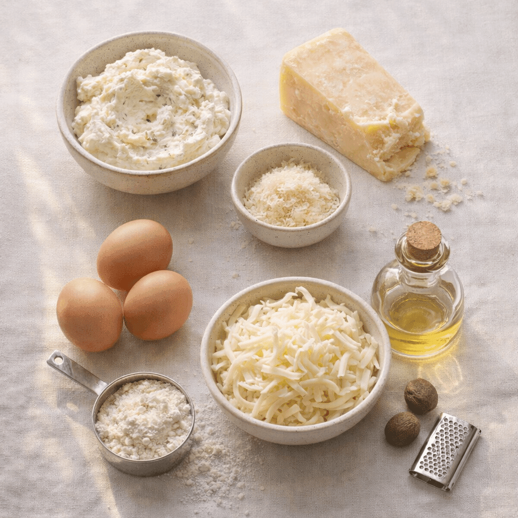 Ingredients needed to make Cheese Ravioli at home