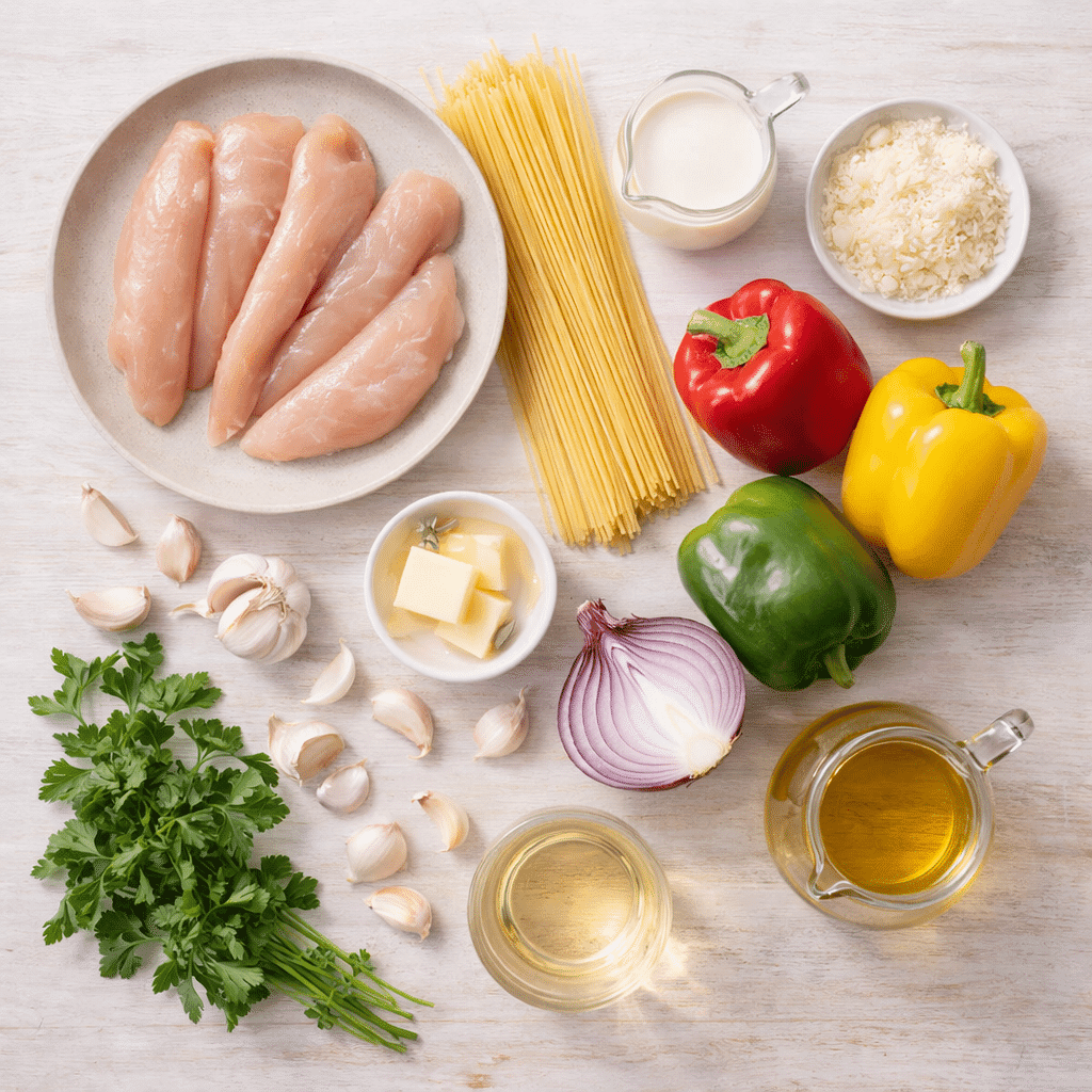 Chicken Scampi ingredients flatlay