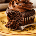 close-up of chocolate cupcake texture