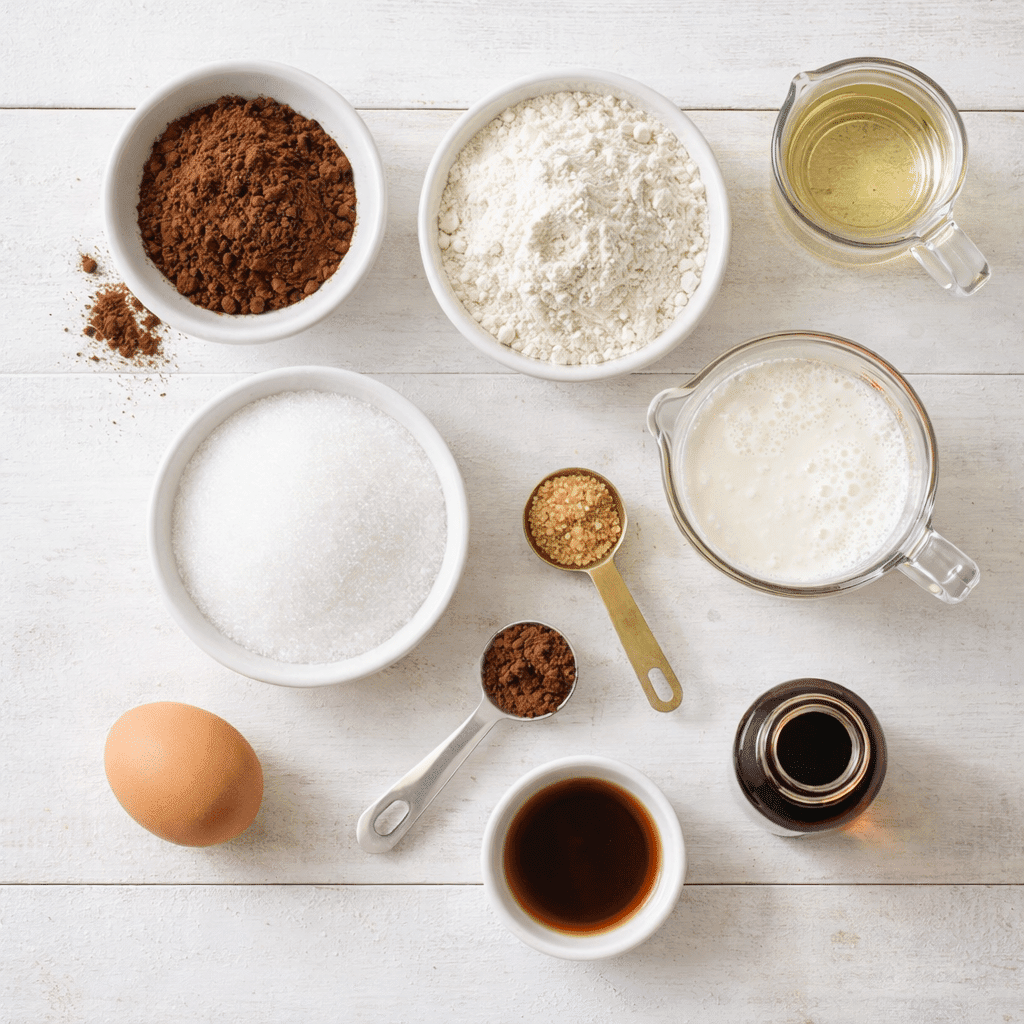 ingredients for chocolate cupcake recipe