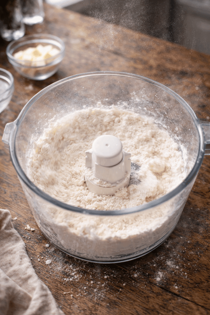 combining dry ingredients for pie crust recipe
