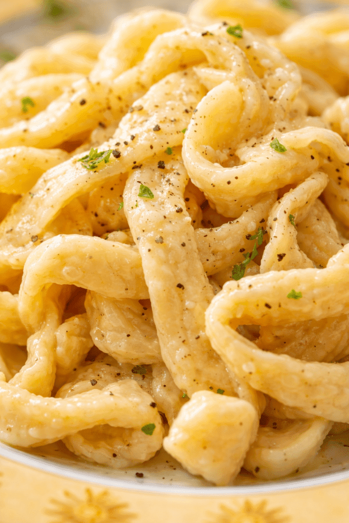 Close-up of soft homemade Egg Noodles texture