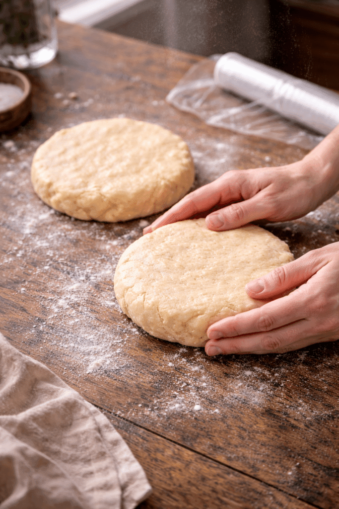 forming and chilling pie crust dough discs
