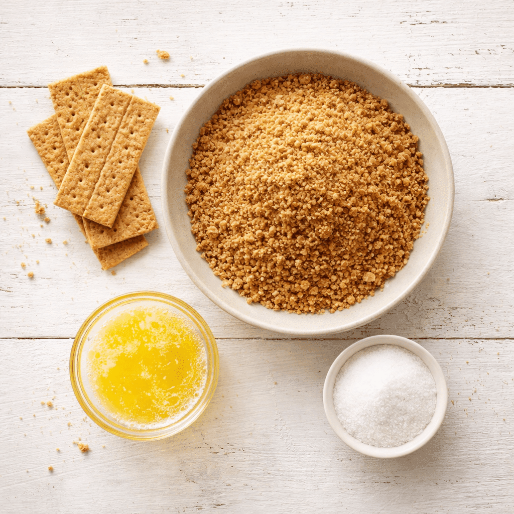 Ingredients for homemade graham cracker crust