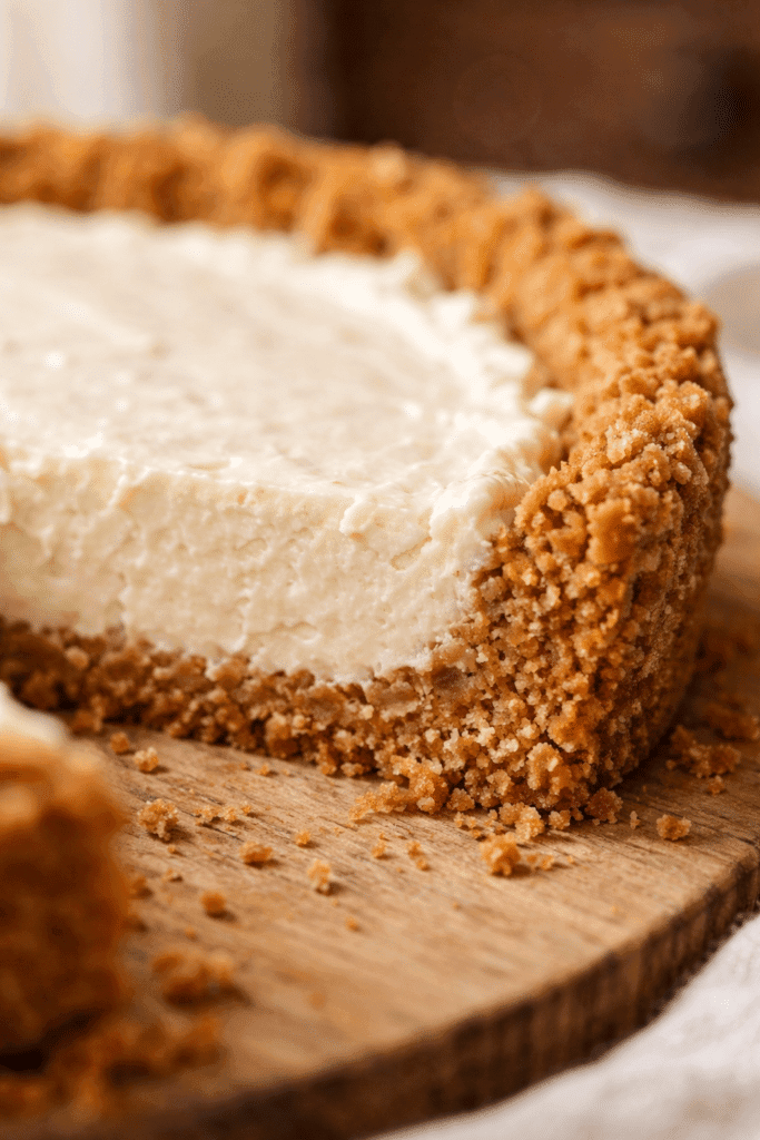 Close-up of graham cracker crust texture
