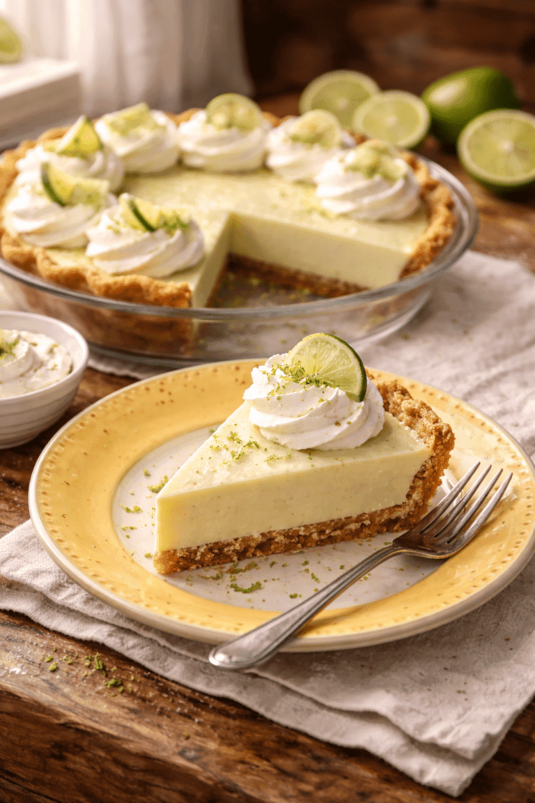 made Key Lime Pie with whipped cream and lime zest