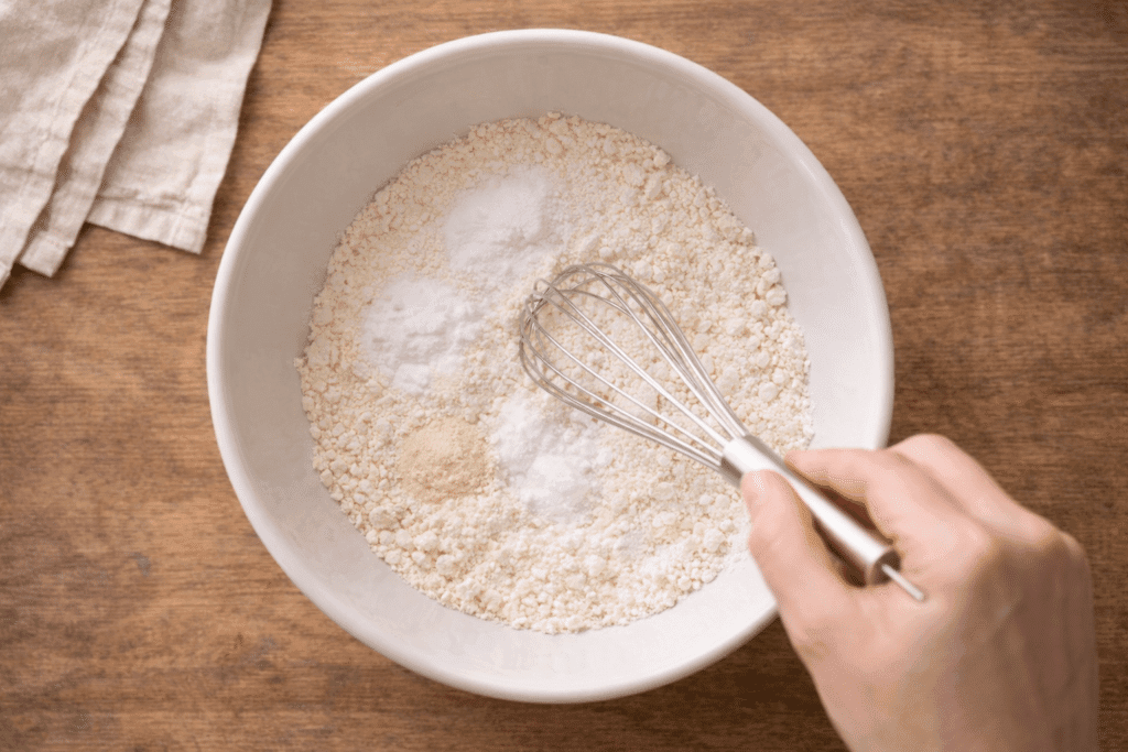 Mixing dry ingredients for lemon cake