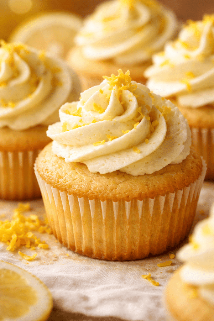 Close-up of Lemon Cupcake texture and frosting swirl
