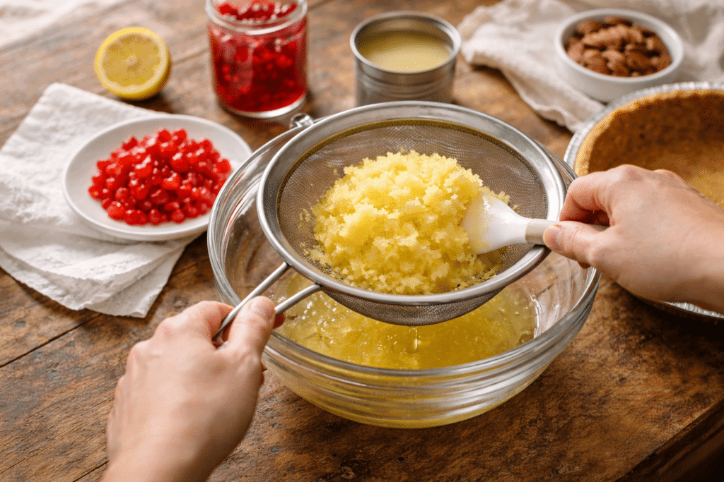 Draining Pineapple for Millionaire Pie