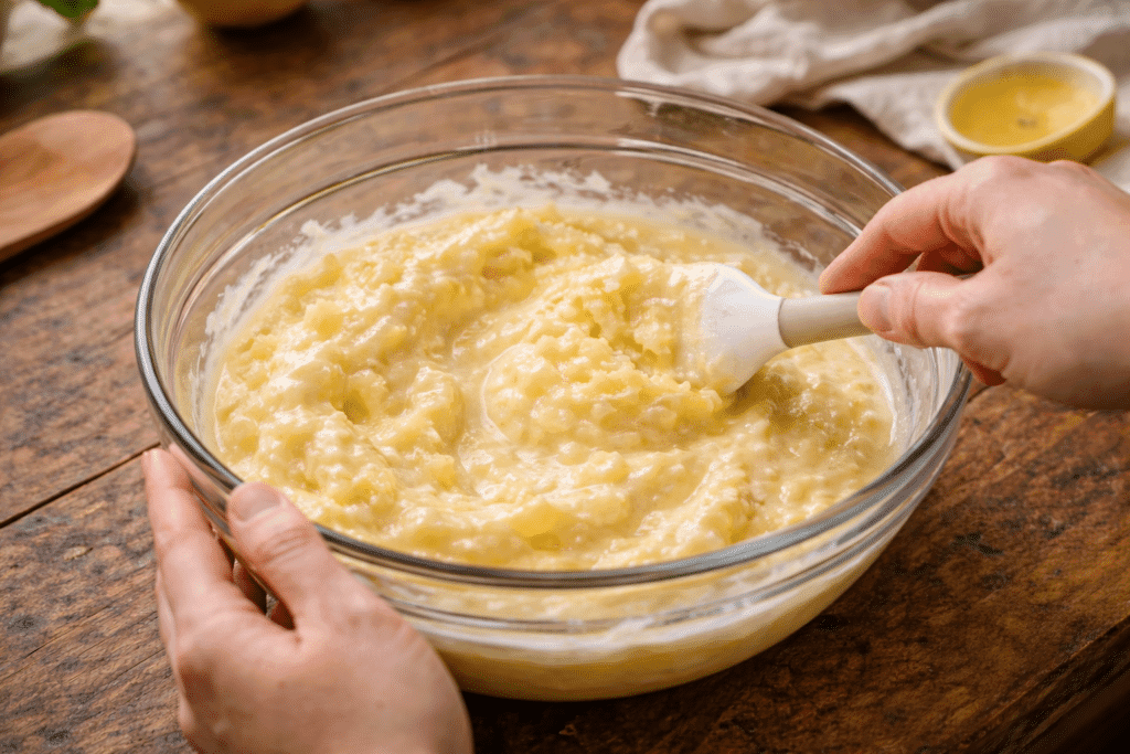 Mixing the Creamy Base for Millionaire Pie