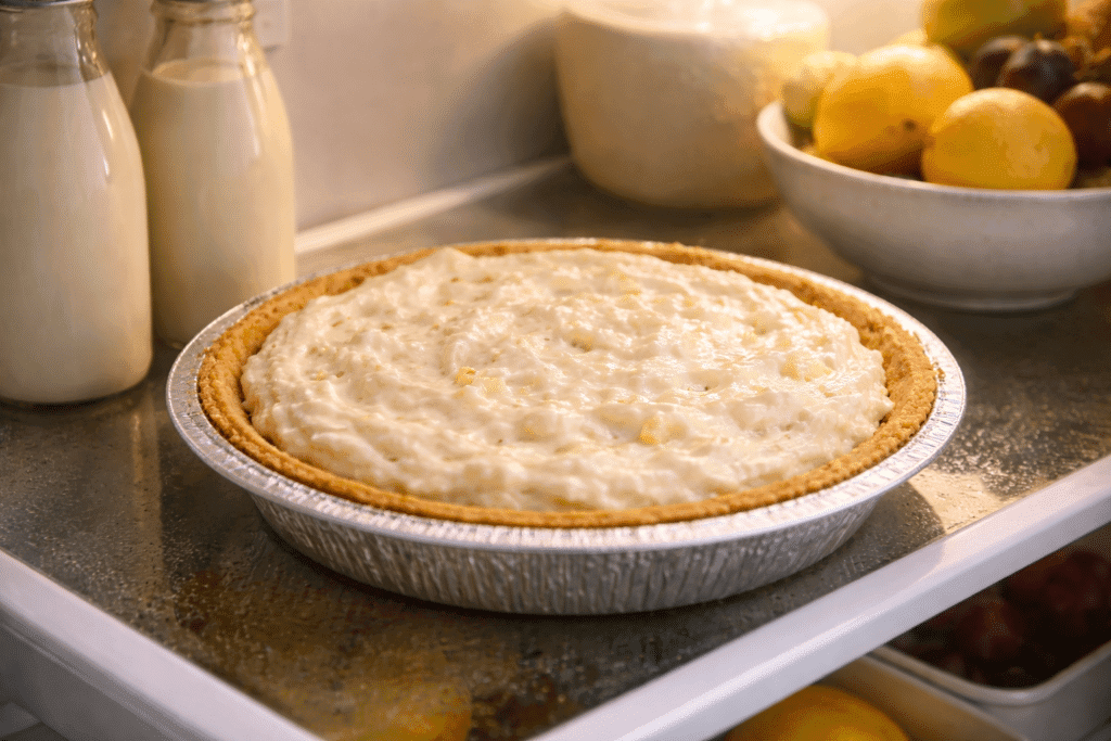 Chilling Millionaire Pie in Refrigerator