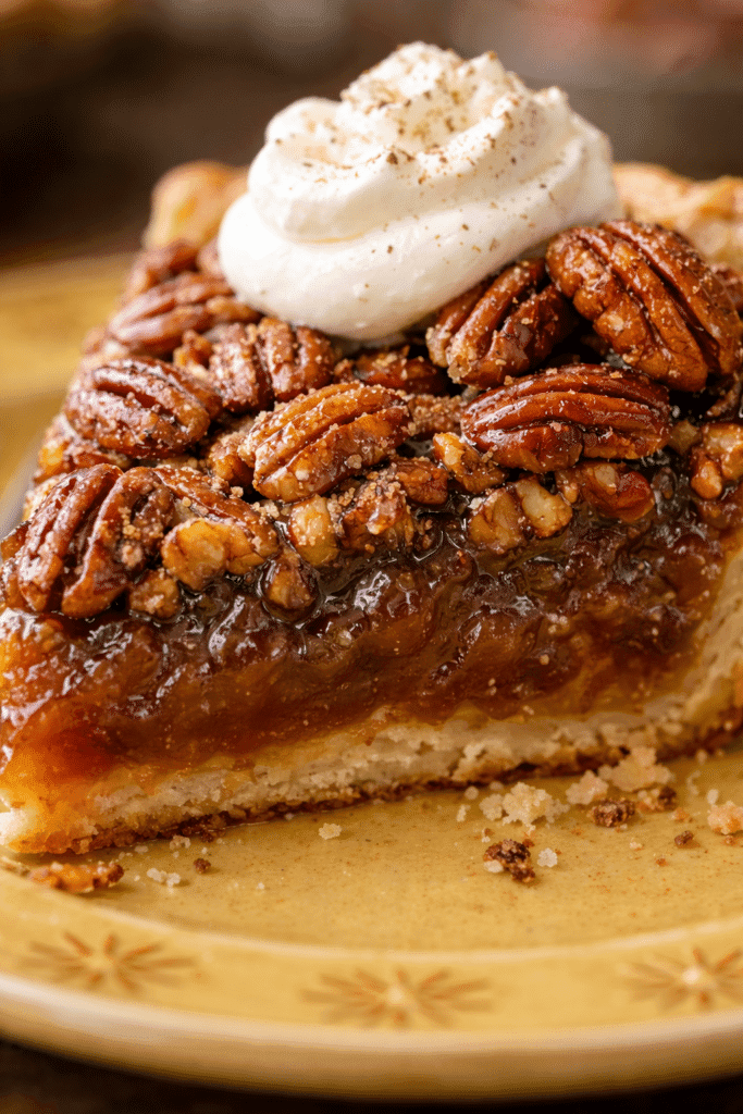 Close-Up of Gooey Pecan Pie Filling