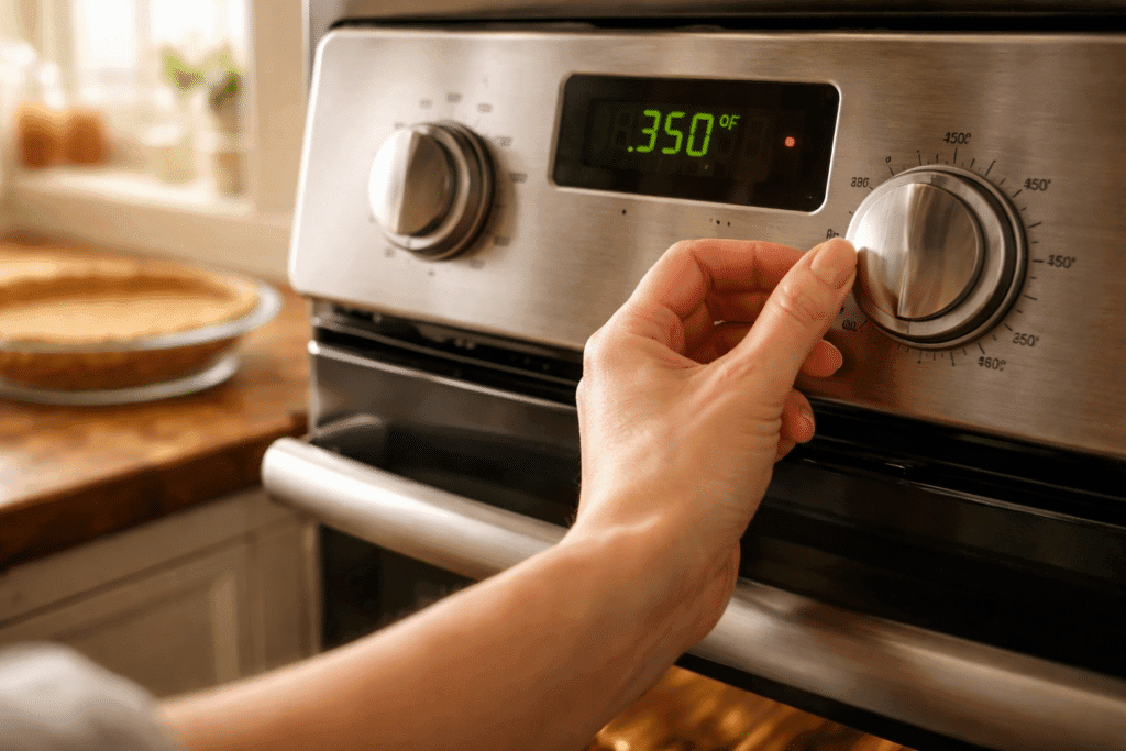 Preheating oven to 350°F for graham cracker crust