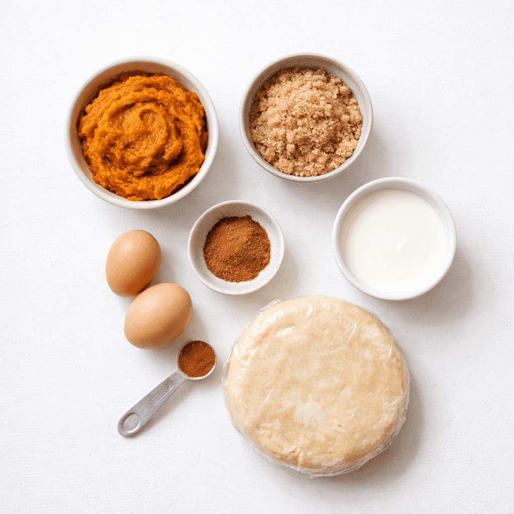 Pumpkin Meringue Pie Ingredients Flatlay