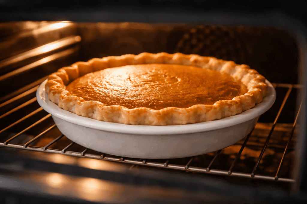 Step 5 – Baking the pie for Pumpkin Meringue Pie Recipe
