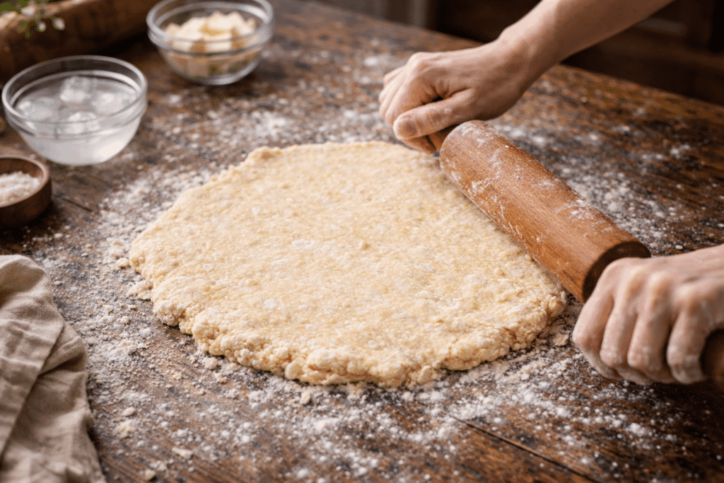 rolling out pie crust dough step process