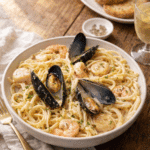 Seafood Pasta Recipe with shrimp scallops and mussels