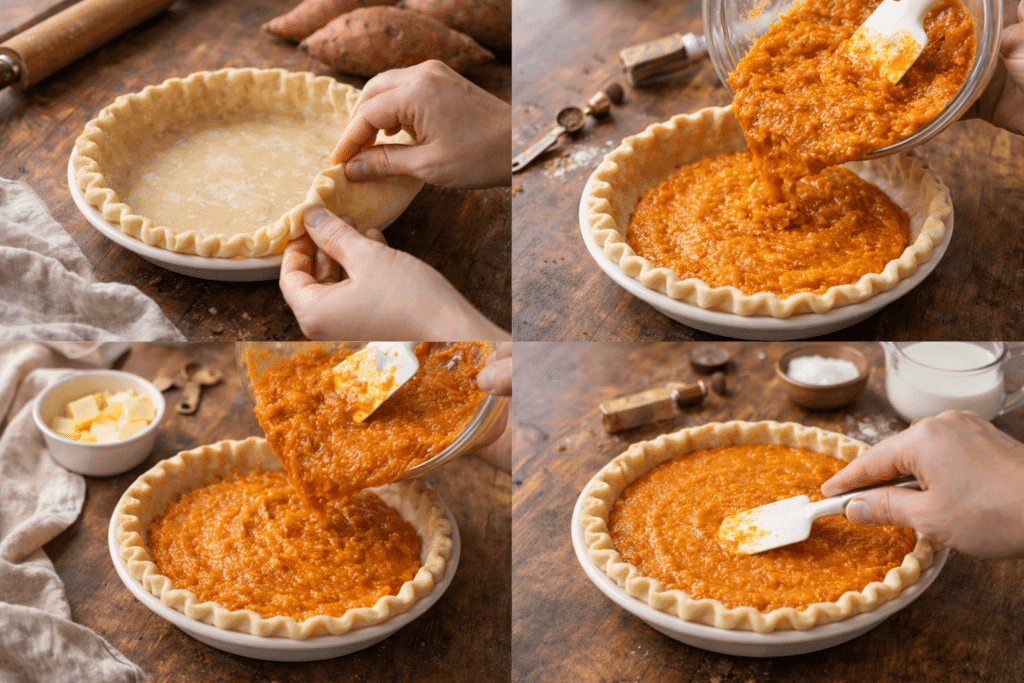 Sweet Potato Pie Baking Process
