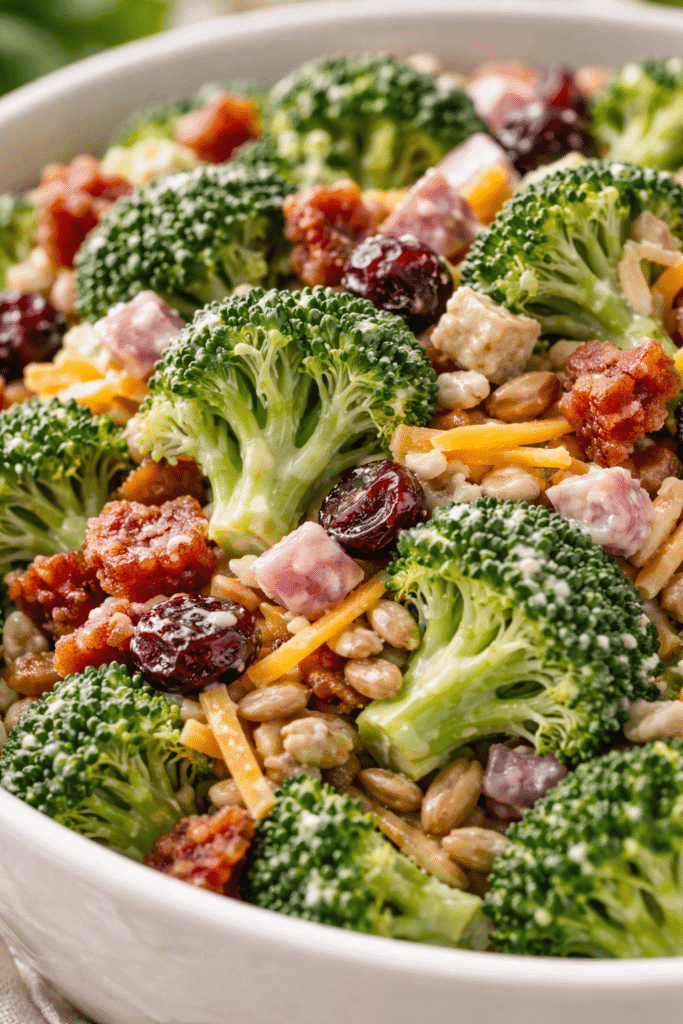 Close-up texture of Broccoli Salad Recipe
